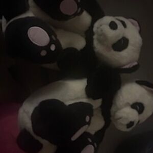 Panda Plush Women Slippers - Black and White